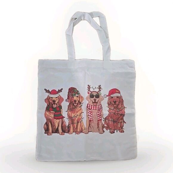 Unbranded Other - Christmas Dog Canvas Tote Bag Holiday